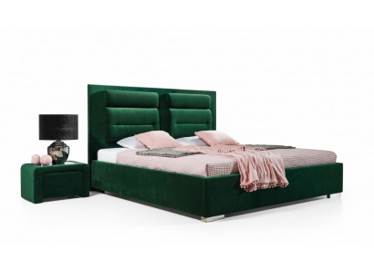 Luxe boxspringbed dubbel design stof hotel groene bedden slaapkamer meubels