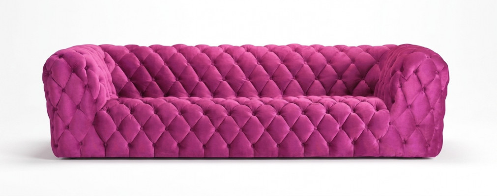 Pinke Xxl Grote Bank Chesterfield Bank Bekleding Stof Banken Vierzitter 250cm nieuw