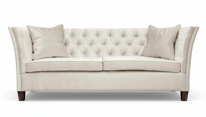 Bank Beige Chesterfield Driezits Gewatteerde Meubels Hotel Praktijk Woonkamer