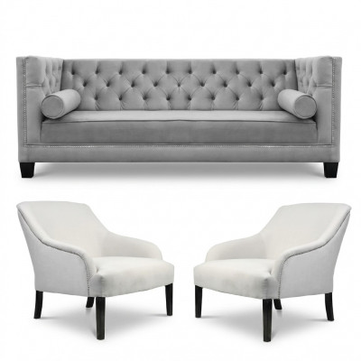 Grijze Chesterfield fauteuil Wit xxl Grote textiel stof Banken Creatieve meubels Nieuw