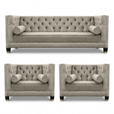 Beigekleurige Chesterfield-zithoek Luxe meubels Stoffen bekleding Nieuw voor de woonkamer