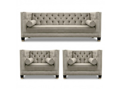 Beigekleurige Chesterfield-zithoek Luxe meubels Stoffen bekleding Nieuw voor de woonkamer