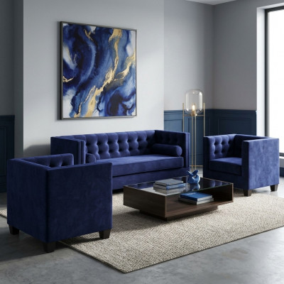 Slaapbank Fauteuil Creatieve meubels Textiel Stof Blauw Groep Woonkamer Modern Sofa