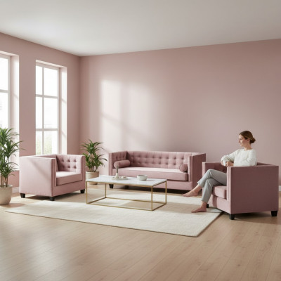 Bankstel Bank Fluweel Gestoffeerde banken Complete set Salonmeubels