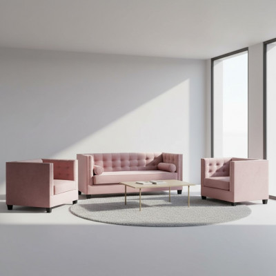 Bankstel Bank Fluweel Gestoffeerde banken Complete set Salonmeubels