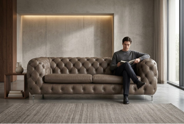 Chesterfield bank Bruin xxl Groot Leer Woonkamer Meubels 4-zits Violet Geel Groen