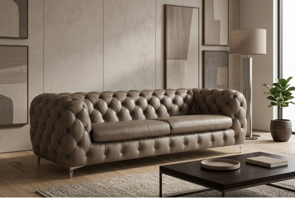 Chesterfield bank Bruin xxl Groot Leer Woonkamer Meubels 4-zits Violet Geel Groen