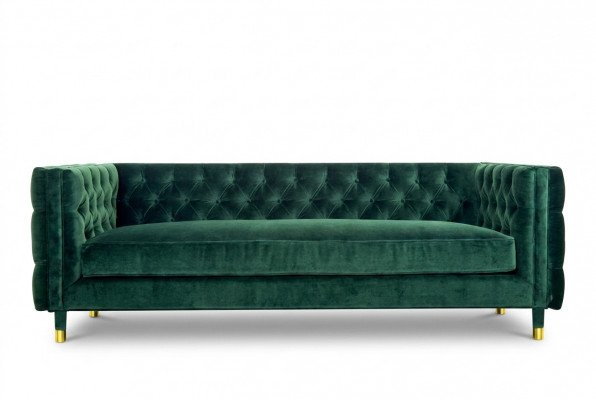 Chesterfield 4-zitsbank luxueus design meubels textiel stof groene bankstellen.