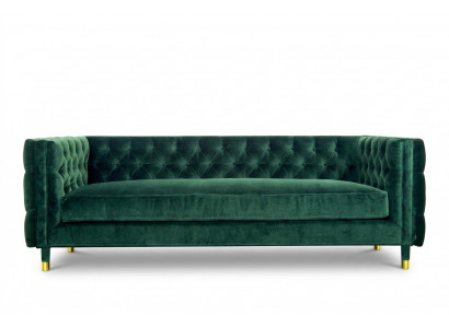 Chesterfield 4-zitsbank luxueus design meubels textiel stof groene bankstellen.