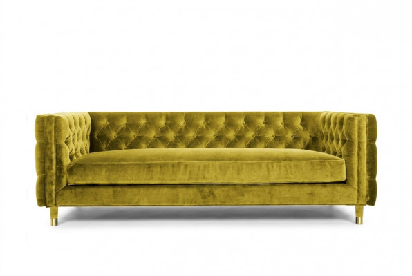 Gele Chesterfield 4-zits bank Luxe design meubels textiel stof Banken Gele banken