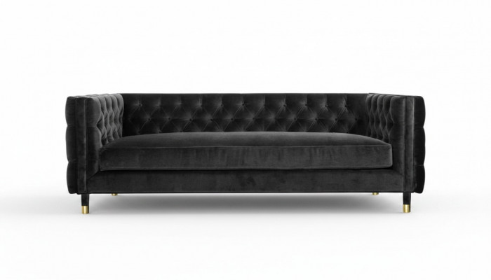 Zwarte Chesterfield Bankstel Groot Luxe Meubels 4-zits Textiel Stof Bankstellen
