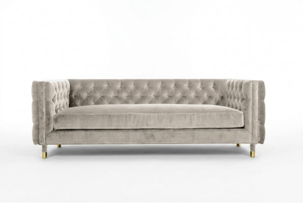 Beige meubels 4-zits Chesterfield bankstel van fluweel XXL big textielstoffen bankstel