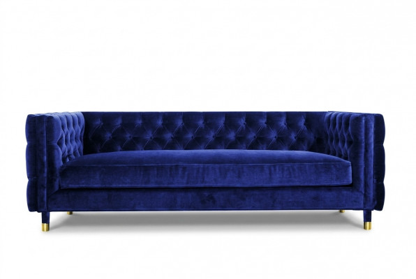 Blauwe Chesterfield Big Designer 4-persoonsbank Nieuw Textiel Stof Bank