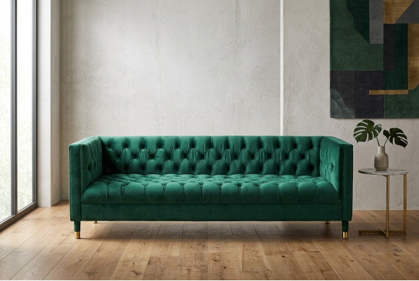 Groene Chesterfield 4-zits luxe bank van textielstof
