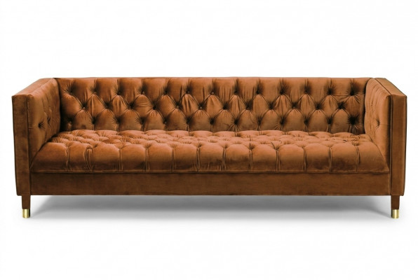 Oranje Sofa Chesterfield Bank Textiel Stof Bankstellen Luxe Meubels 4-Zits