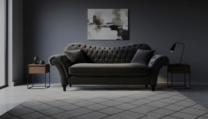 Bankstel bekleding Bank Banken Chesterfield Zwart Driepersoons Stof Woonkamer Nieuw