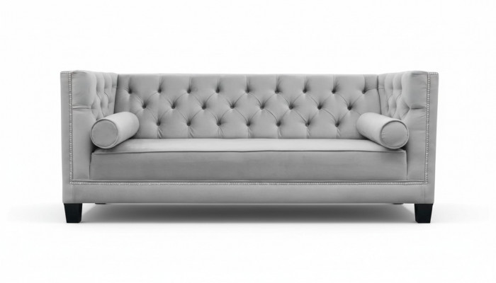 Luxe Grijs Chesterfield Fluweel Driezits Bekleed Meubels Hotel Woonkamer Praktijk