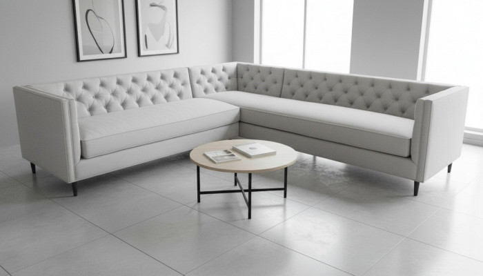 Hoekbank Grijs Groot Textiel Stof Chesterfield Sofa's Creatieve Meubels Nieuw Woonkamer