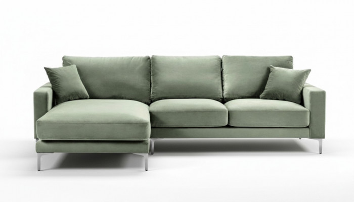 Zalfgroene hoekbank stoffen design bankstel gestoffeerde bank banken nieuw groen woonkamer