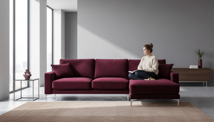 Bourgondisch rood ontwerp banken gestoffeerde bank banken bordeauxrood hoekbank stof woonkamer