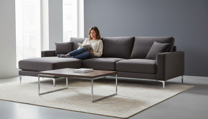 Bankstellen Italiaanse meubels Zwart hoekbank Woonkamer Ontwerp Bankstellen Gestoffeerd Sofa