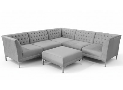Grijze Chesterfield Bankstellen Luxe Meubels Nieuwe Hoekbank Hocker Grijs Groot Textiel Stof