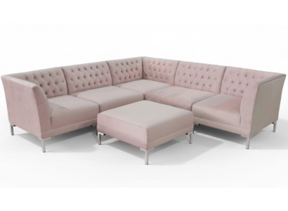Rosa hoekbank voetenbank Chesterfield bankstellen meubels xxl Groot textiel stoffen bankstellen 2dlg