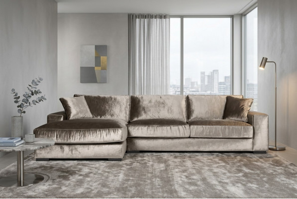 Bruine hoekbank van stof Woonkamer Design Bankstellen Bekleding Bank Banken Italiaans