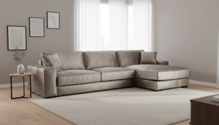 Bruine hoekbank van stof voor de woonkamer Sofas Italiaans design Banken Bekleed Sofa