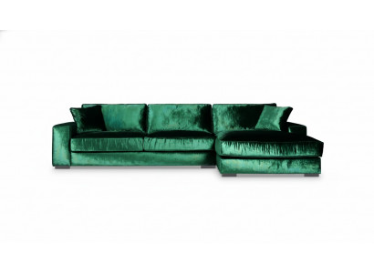 Groene hoekbank van stof met design voor de woonkamer, grote fluwelen nieuwe bankstellen.