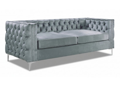 Grijze Chesterfield bank Luxe fluwelen bankstel Knopen gestoffeerde bank Nieuw