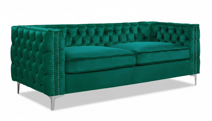 groene Chesterfield bank luxe fluwelen stof bankstel bankstel knopen bekleding nieuw