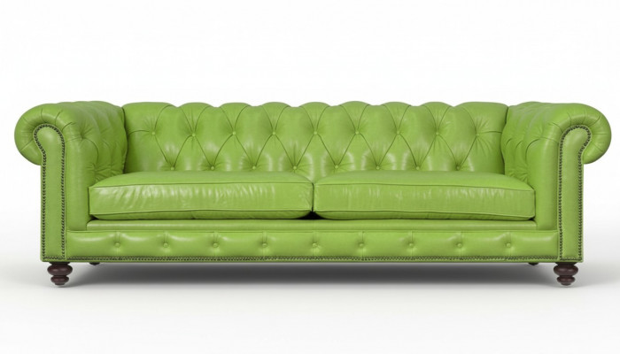 Woonkamer Chesterfield Sofa Groen Groot Premium Leder Designer Meubels 4-zitter Nieuw