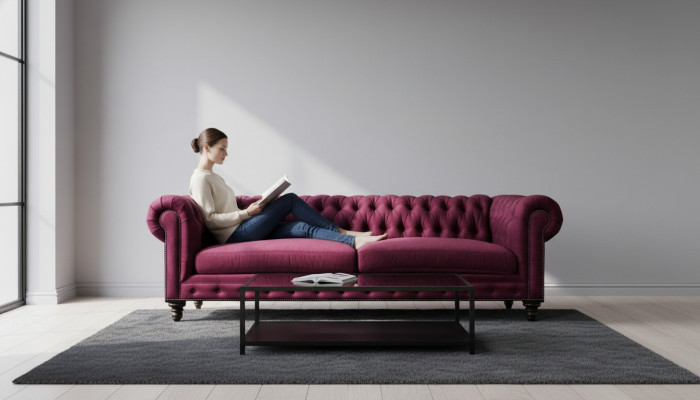 Bankstellen Stoffen bank Creatieve meubels 3-zits Nieuw Chesterfield bank Bordeaux