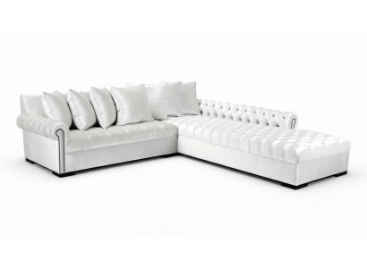 Witte hoekbank bank stof Chesterfield design bankstellen gestoffeerde banken luxe meubels.