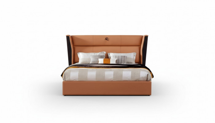 Lederen bed slaapkamer meubel ontwerp groep 3-delige set 2x nachtkastjes.