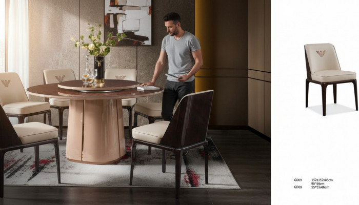 Leder Luxe Beige Groep Eetkamerstoel Modern Design Meubels Hout 6 Stoelen