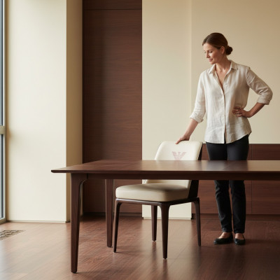 Voortreffelijke Beige Eetkamer Leren Stoel Met Moderne Italiaanse Stijl