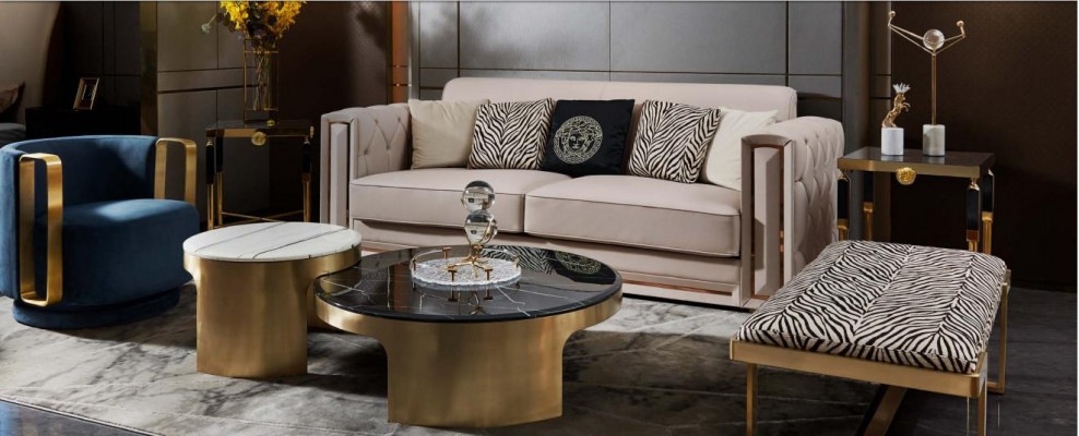 Chesterfield Bank Beige Leer Luxe Woonkamer Ontwerp Banken Bekleding