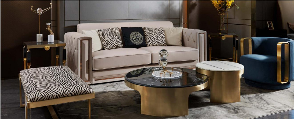 Chesterfield Bank Beige Leer Luxe Woonkamer Ontwerp Banken Bekleding