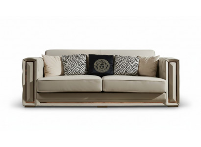 Chesterfield Bank Beige Leer Luxe Woonkamer Ontwerp Banken Bekleding