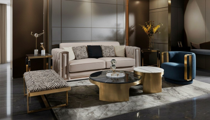 Dubbele salontafel Zwart Wit Luxe Tafel Woonkamer Creatief