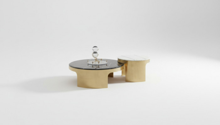 Dubbele salontafel Zwart Wit Luxe Tafel Woonkamer Creatief
