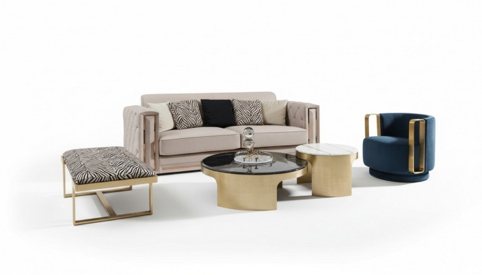 Poef Zebraprint Woonkamer Roestvrij Staal Nieuw Modern Ontwerp Meubels Luxe