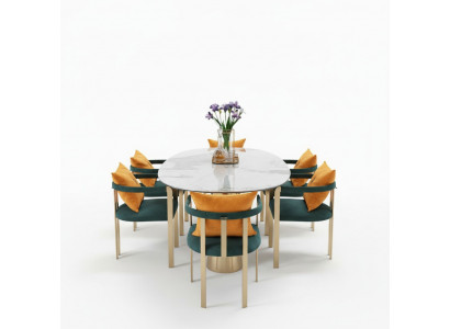 Eettafel marmer roestvrij staal Nieuw Creatief Modern Design Meubilair Luxe