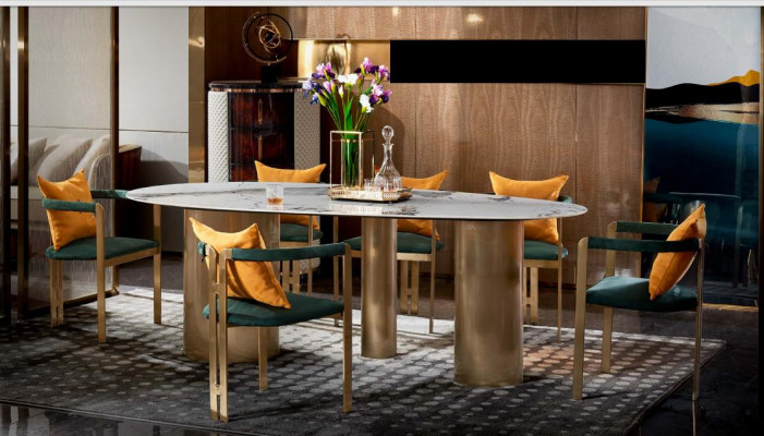 Eettafel 6 Stoelen Modern Ontwerp Meubels Luxe Eetkamer Tafel Stoel