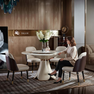 Stoel set 4x stoelen Melk leder Luxe eetkamer Nieuw Creatief ontwerp