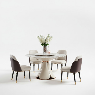 Stoel set 4x stoelen Melk leder Luxe eetkamer Nieuw Creatief ontwerp