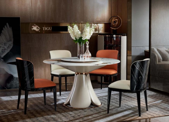 Eettafel Lederen Steen Tafels Hout Luxe Moderne Design Meubels Tafel
