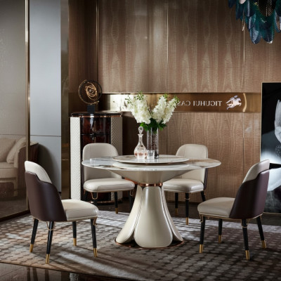 Stoel Leer Melk Hout Nieuw Creatief Modern Design Meubels Luxe Eetkamer